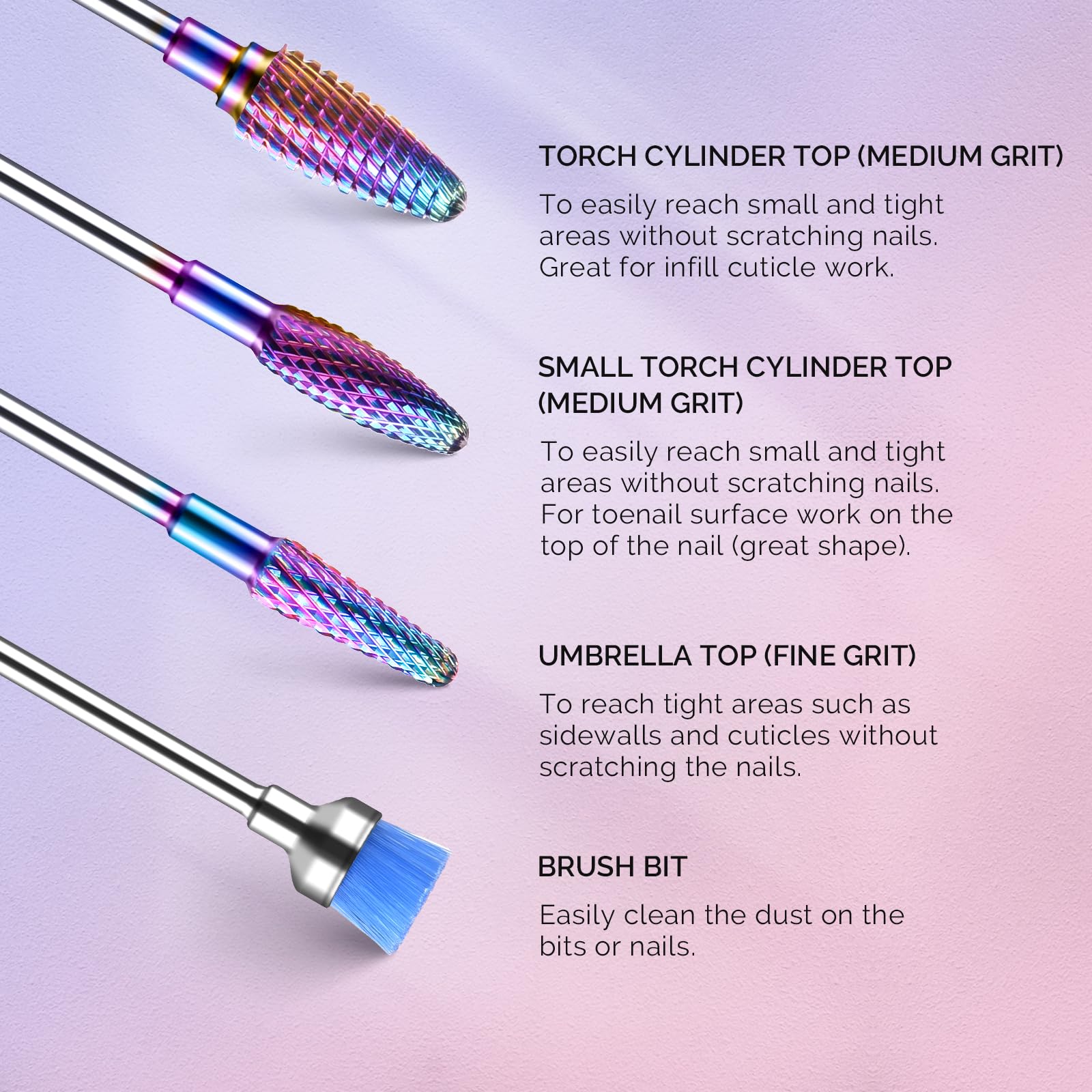MelodySusie drill bits with low noise for comfortable salon sessions