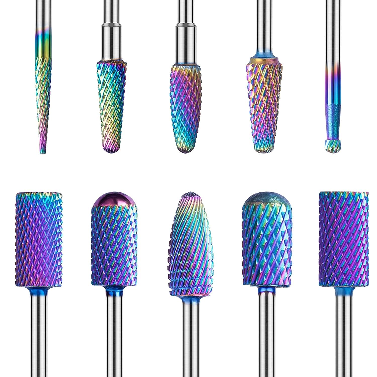 MelodySusie nail drill bits set 10pcs variety shapes for versatile manicure and pedicure