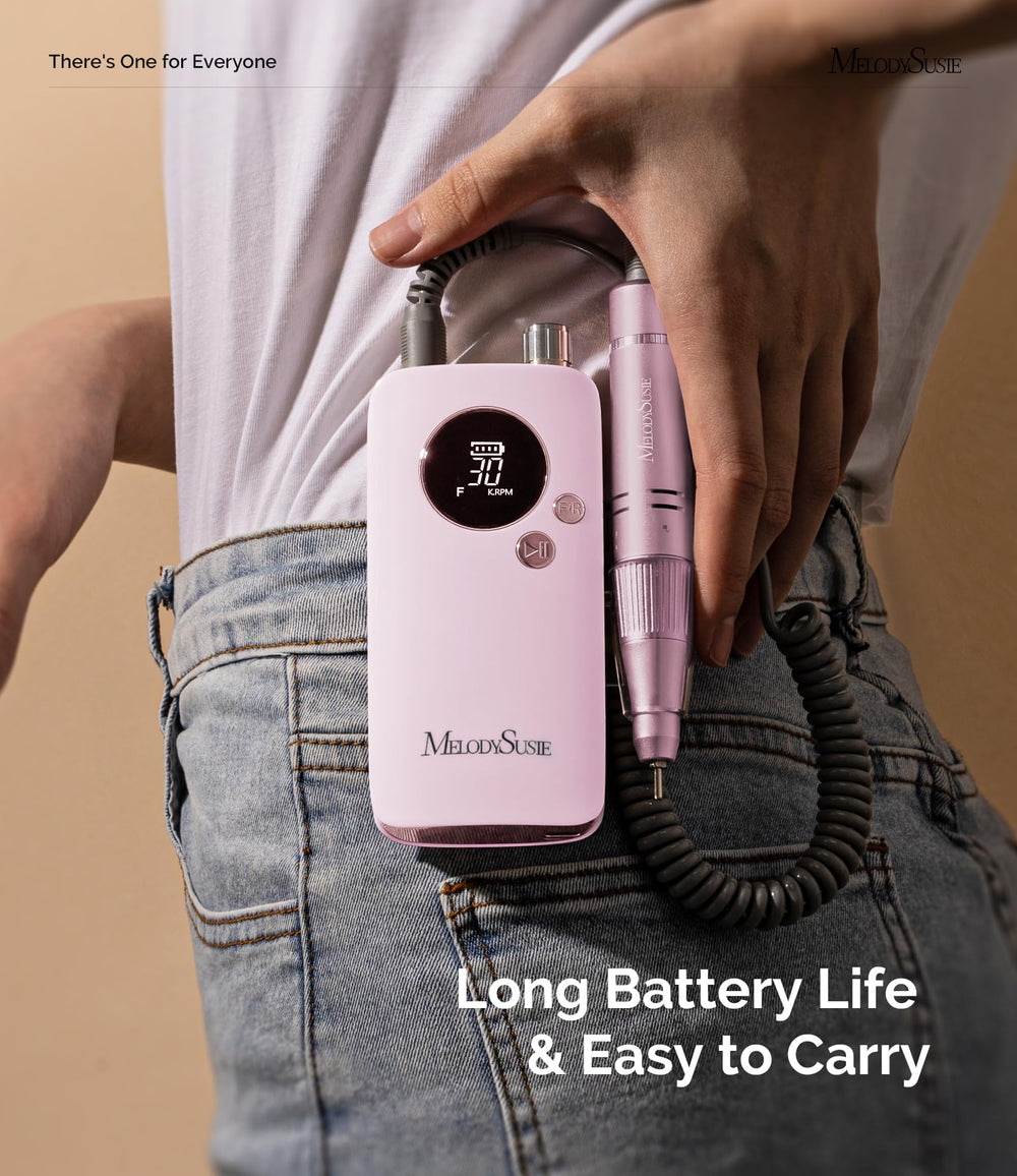 MelodySusie nail drill LCD shows battery status for uninterrupted sessions