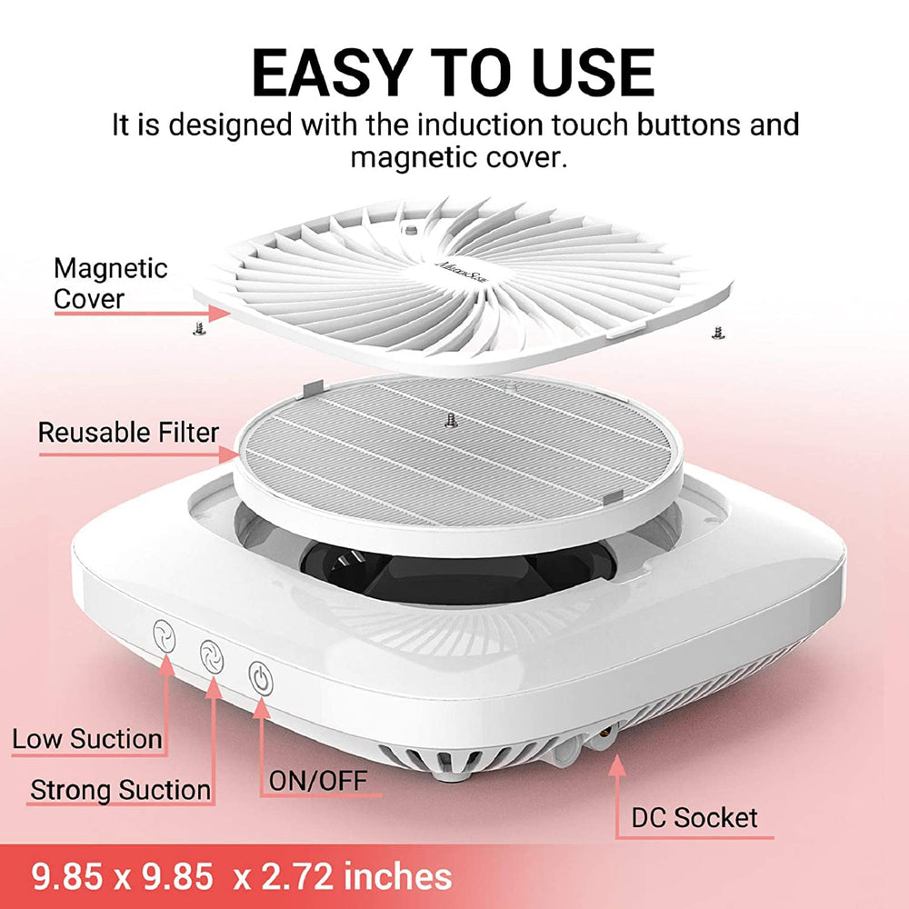 MelodySusie Nail Dust Collector 360 degree suction captures dust near your workstation