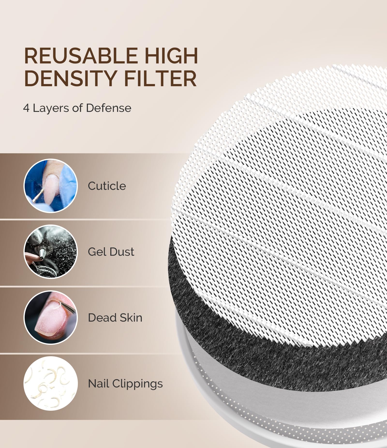 MelodySusie Nail Dust Collector in-use at workstation with clean air.