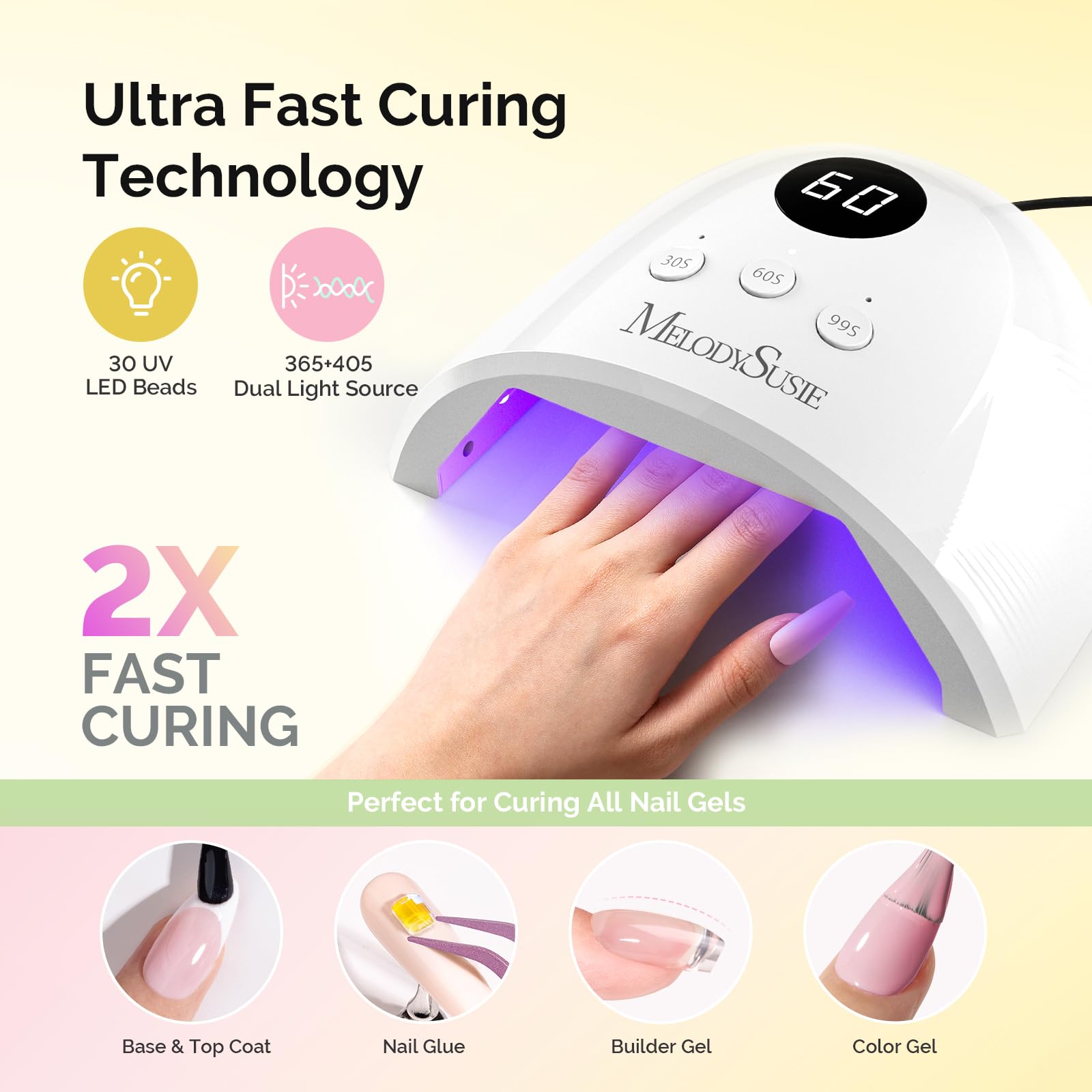 MelodySusie P-Plus30F nail lamp with three timers for fast curing