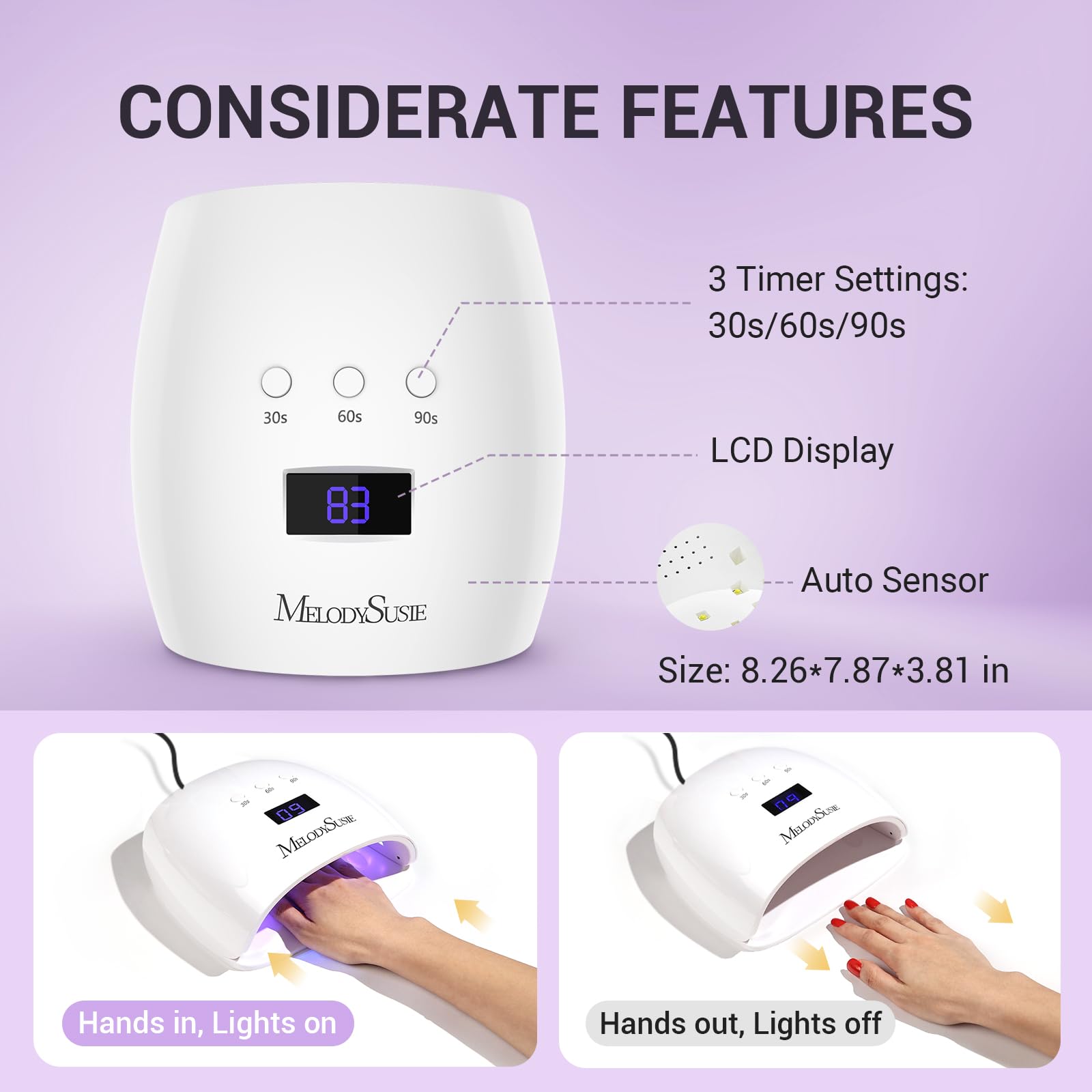MelodySusie P-Plus30I 30 upgraded LEDs deliver fast, even curing for gels.