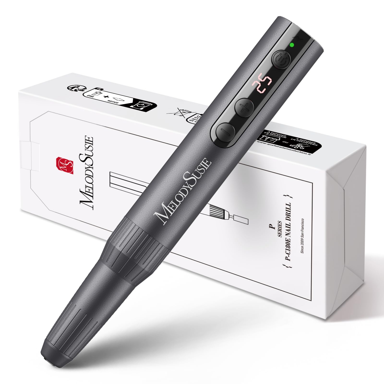 MelodySusie PC180E pen drill cordless design for on-the-go nail shaping.
