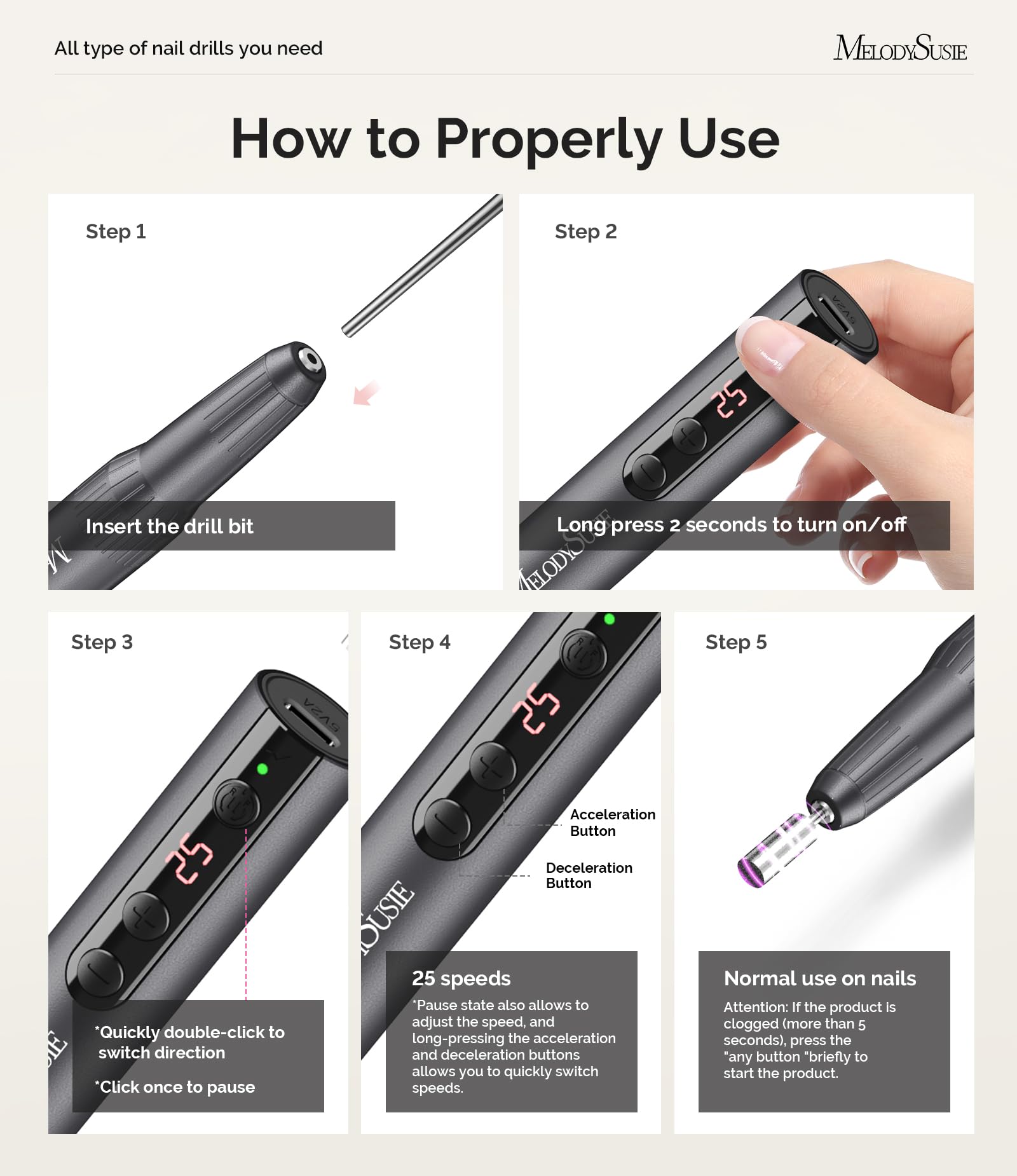 MelodySusie PC180E supports reverse direction for left-handed use.