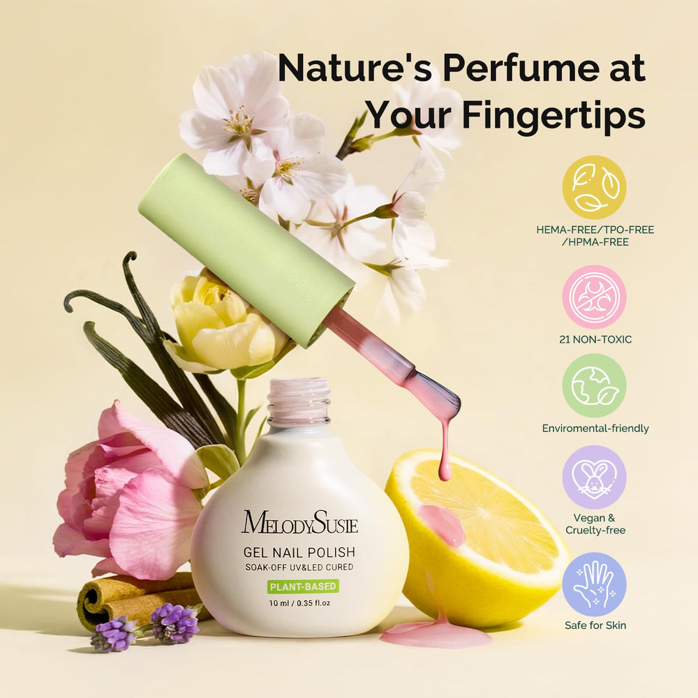 MelodySusie plant-based gel polish bottle with HEMA-free formula