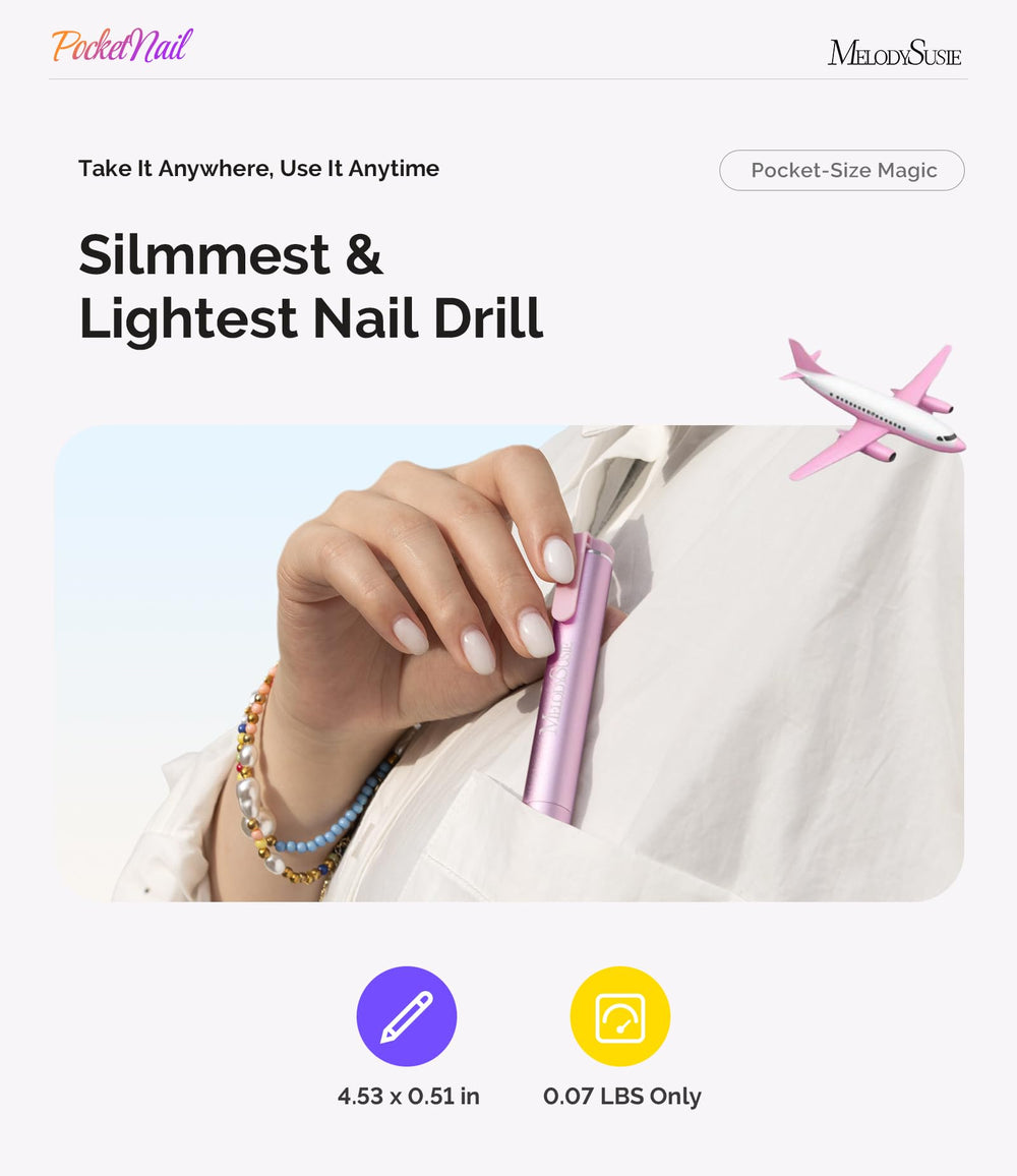MelodySusie PocketNail Slim compact, lightweight body reduces hand fatigue.