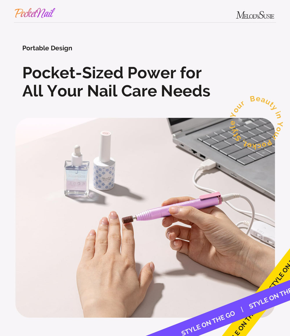 MelodySusie PocketNail Slim in-use manicure session at home.