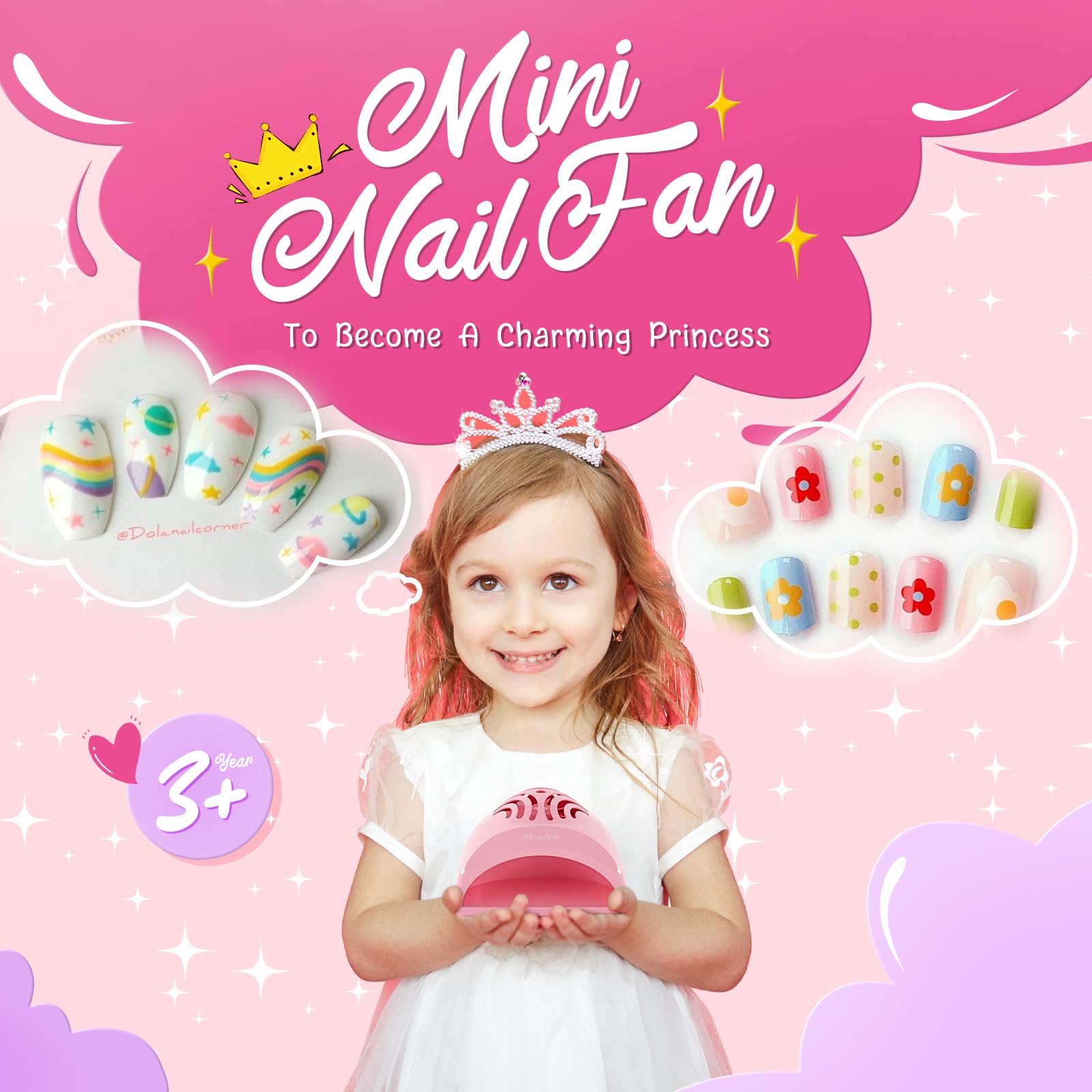 MelodySusie portable kids nail dryer in use speeds up nail polish drying