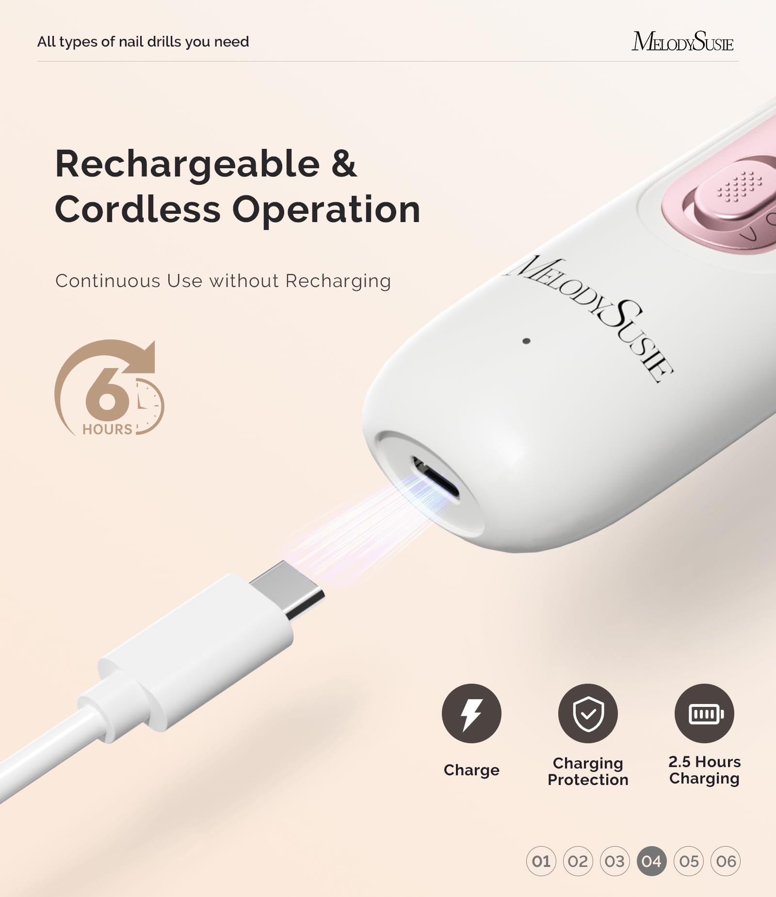 MelodySusie rechargeable 2000mAh battery offers cordless convenience at home or on travel.
