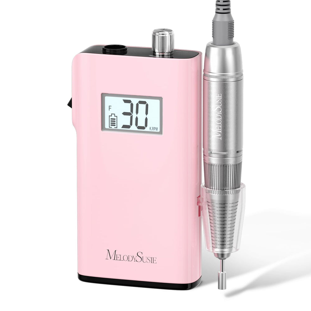 MelodySusie SC320H cordless nail drill display with adjustable RPM for precise shaping.
