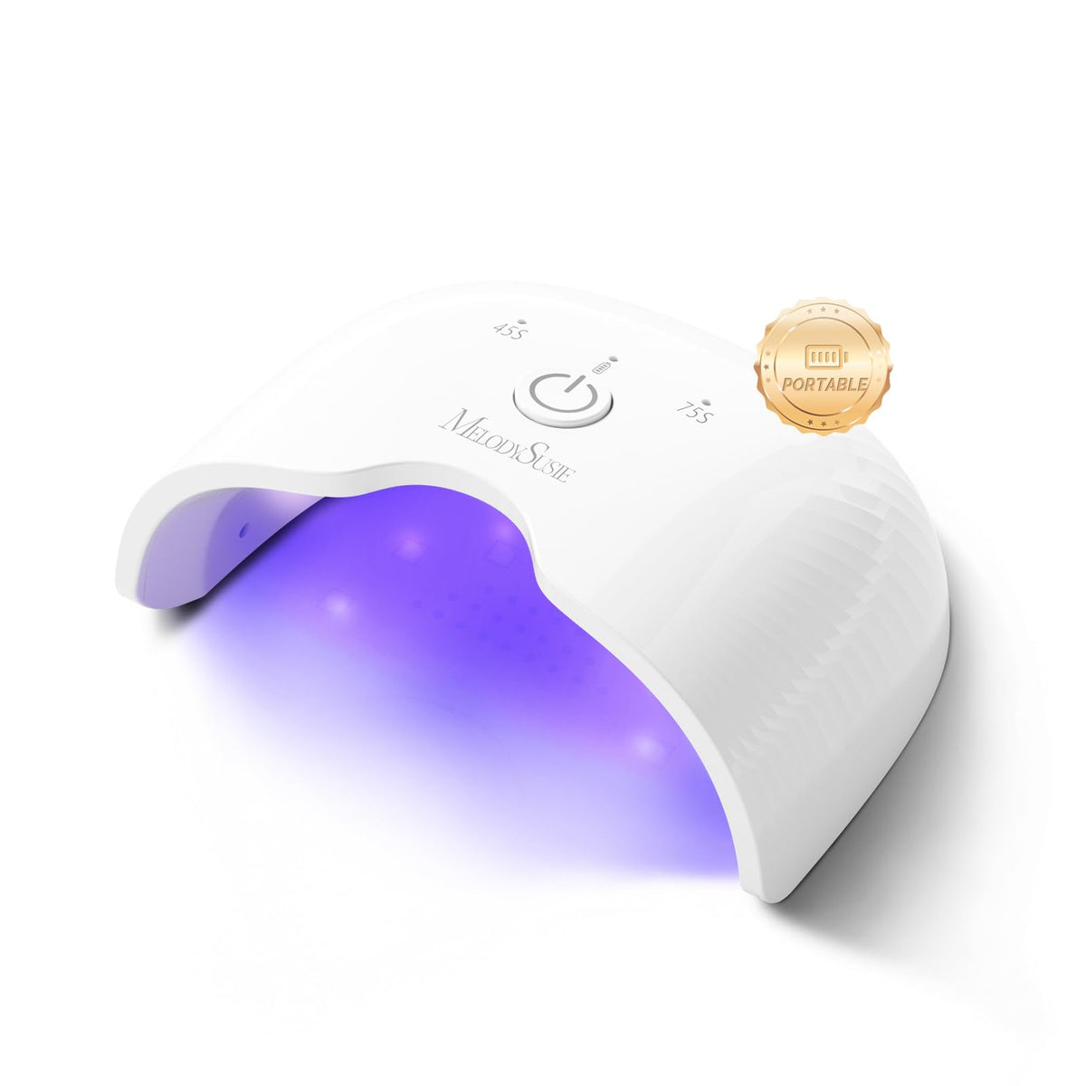 MelodySusie Small Cordless UV Nail Lamp front view for travel manicures.