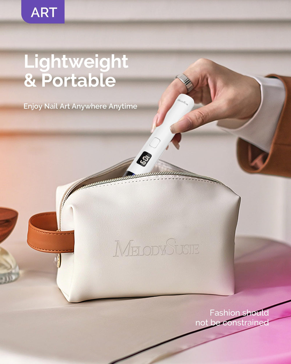 MelodySusie Compact travel nail lamp fits small bags for on-the-go cures.
