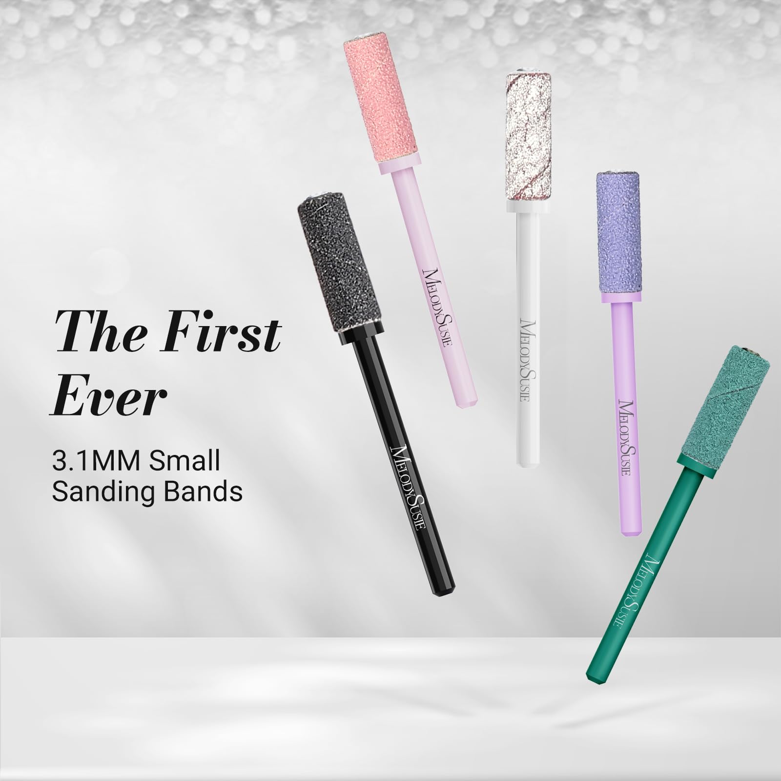 MelodySusie zebra small sanding bands closeup for detailed nail prep and filing.
