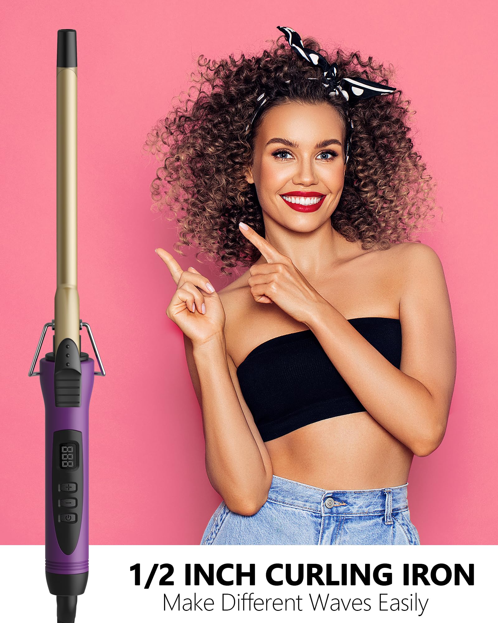 MELYDO 1/2 inch curling iron offers adjustable heat for different hair types