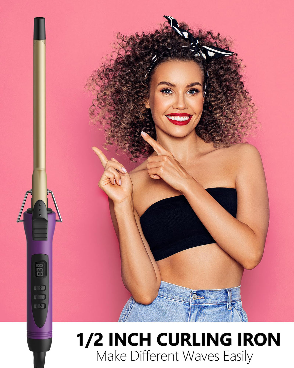 MELYDO 1/2 inch curling iron offers adjustable heat for different hair types