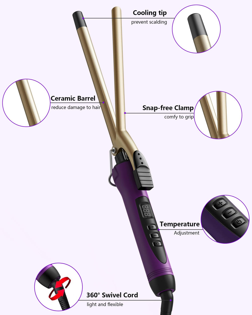 MELYDO curling iron auto shut-off enhances safety during busy days