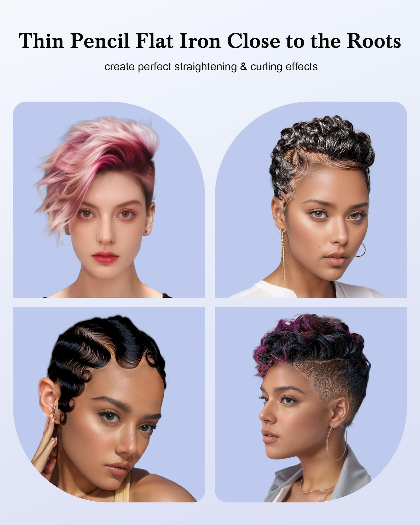 MELYDO Pencil Flat Iron styling bangs with precision at roots for a sleek look