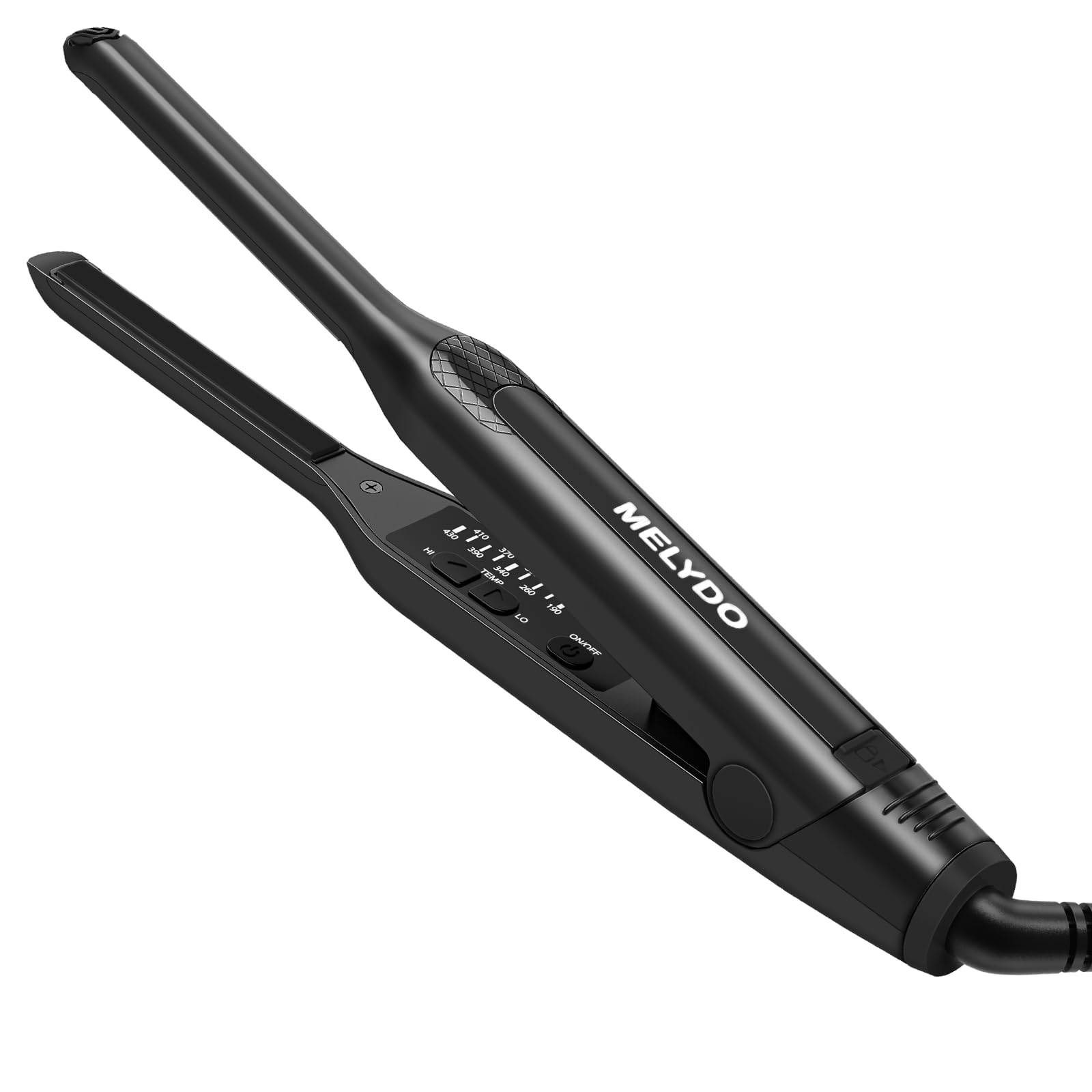 MELYDO Pencil Flat Iron close-up of ceramic tourmaline plates delivering smooth frizz-free results