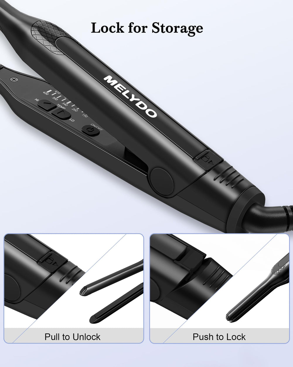 MELYDO Pencil Flat Iron 360 swivel cord enables easy maneuverability