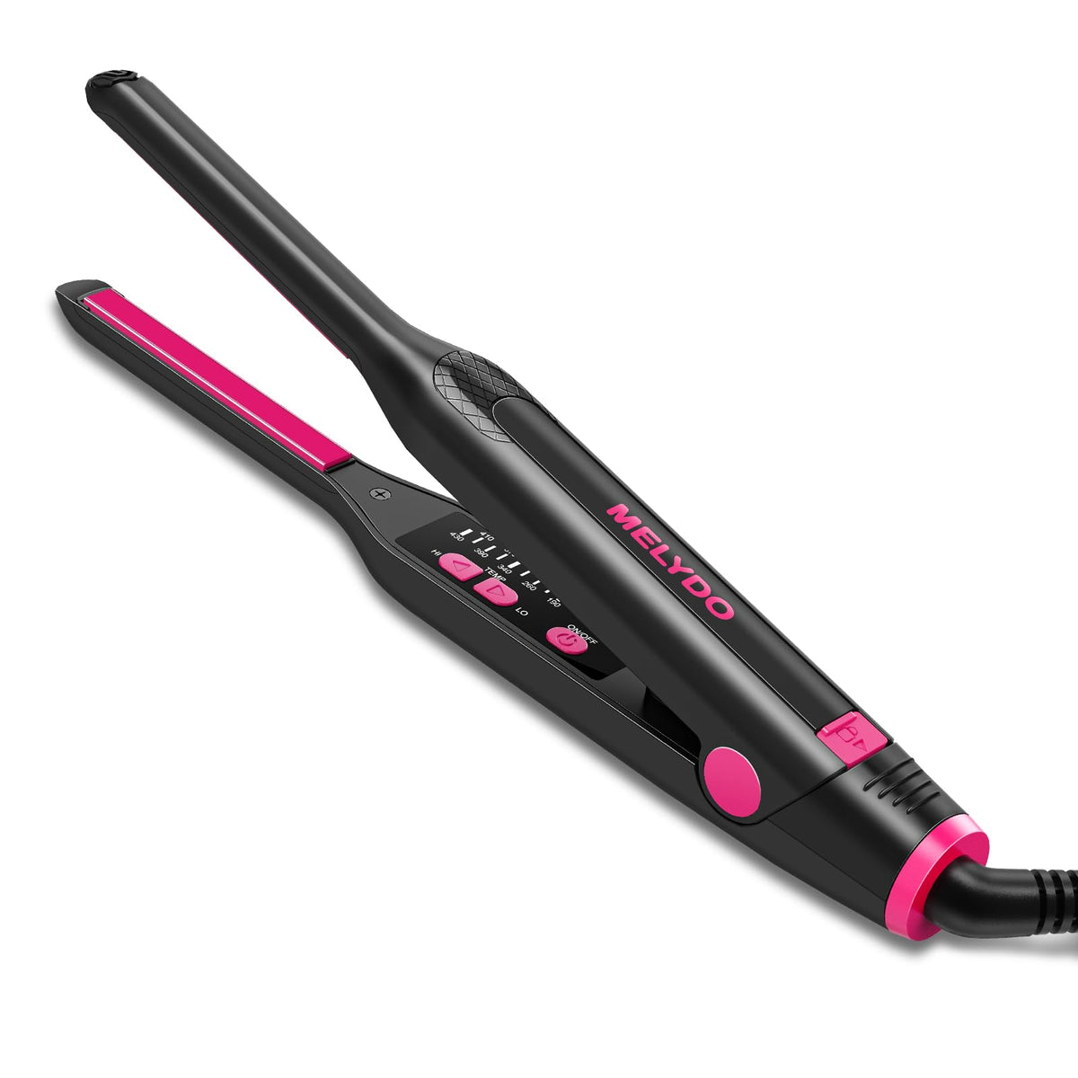 MELYDO small flat iron for short hair—precision edge styling with slim, portable plates.