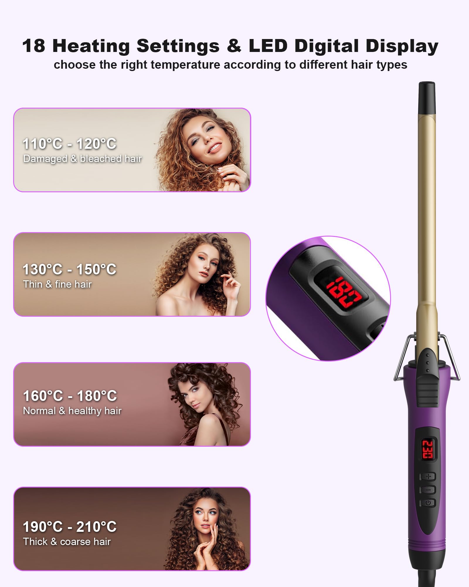 MELYDO travel dual-voltage curling iron for on-the-go styling worldwide