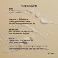 Menaji HDPV Anti-Shine Powder shade swatches show versatile tones for matching.