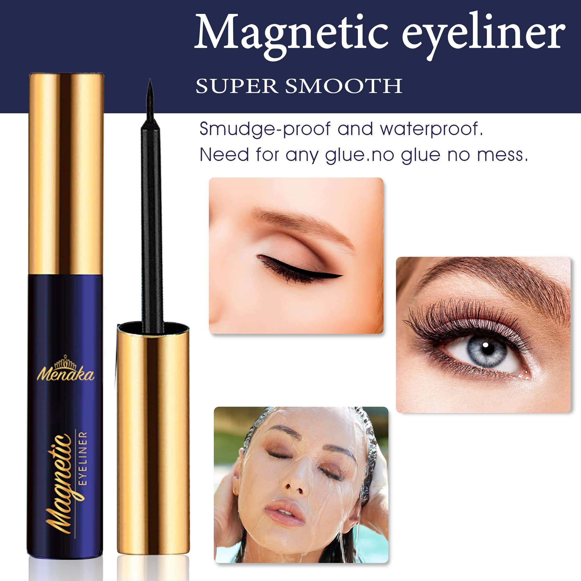 Menaka eyelash applicator included for precise placement.