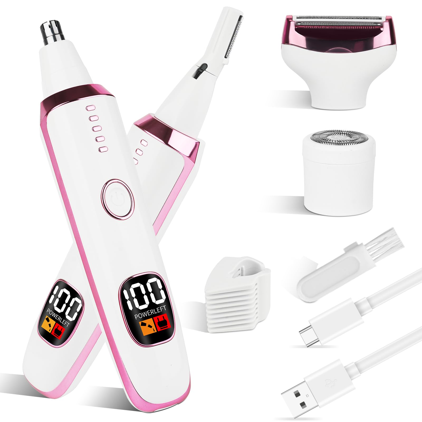 Mendaping nose-ear trimmer with LED display for precise grooming on the go.
