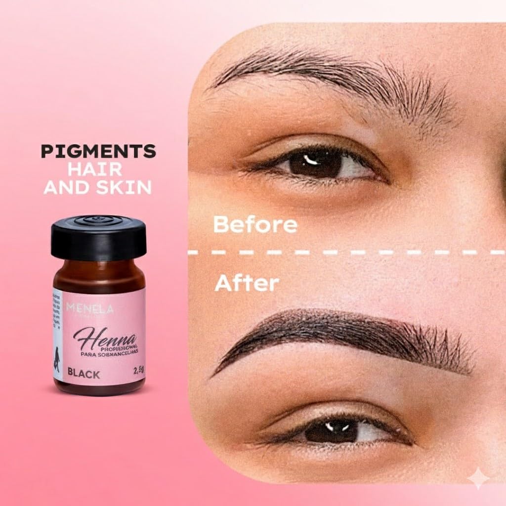 Menela Eyebrow Henna fixer bottle emphasizes bamboo extract for nourishing brow care