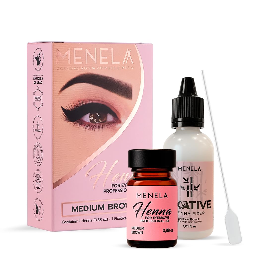 MENELA eyebrow henna tint kit 2.5g henna swatch for medium brown brows