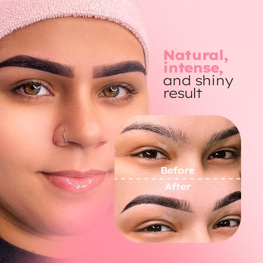Menela natural light brown tint on brows for soft definition
