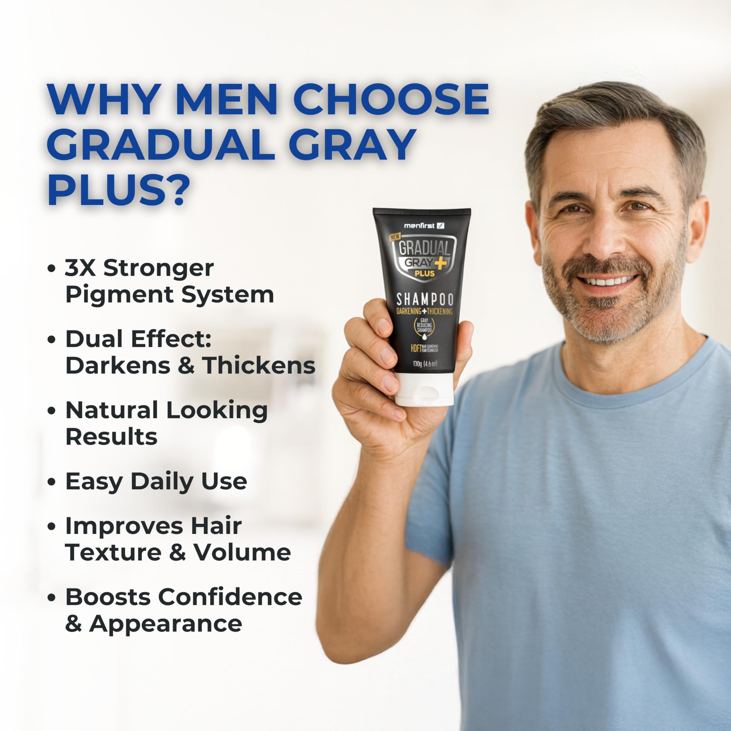 MENFIRST Gradual Gray PLUS Shampoo foam application enables precise scalp delivery
