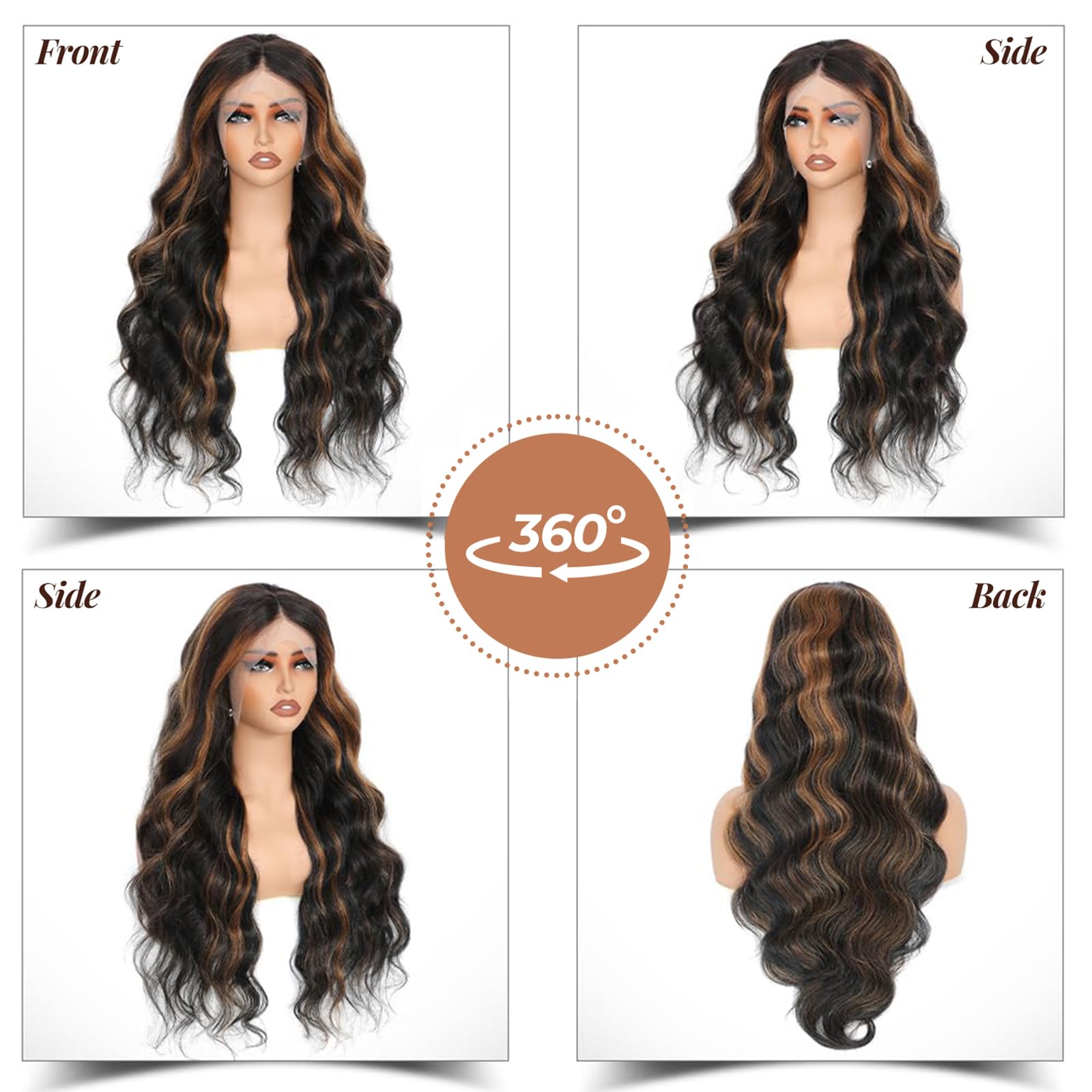 MENGLLE 28in 13x6 ombre lace-front wig color 1B/30 suited for dramatic balayage