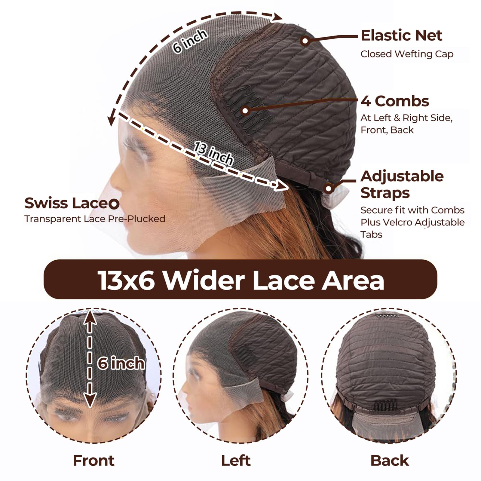 MENGLLE 28in 13x6 ombre lace-front wig density view highlights 200% fullness
