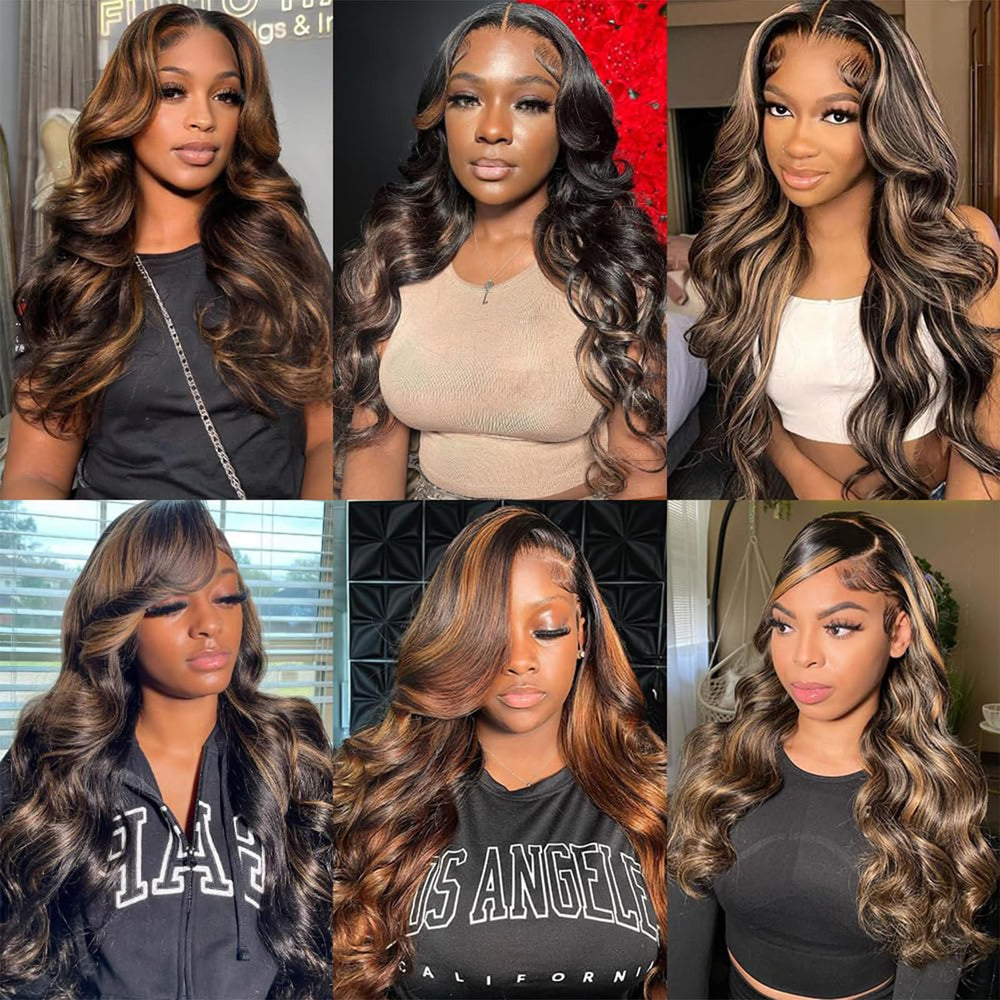 MENGLLE 28in 13x6 ombre lace-front wig preplucked baby hair detail