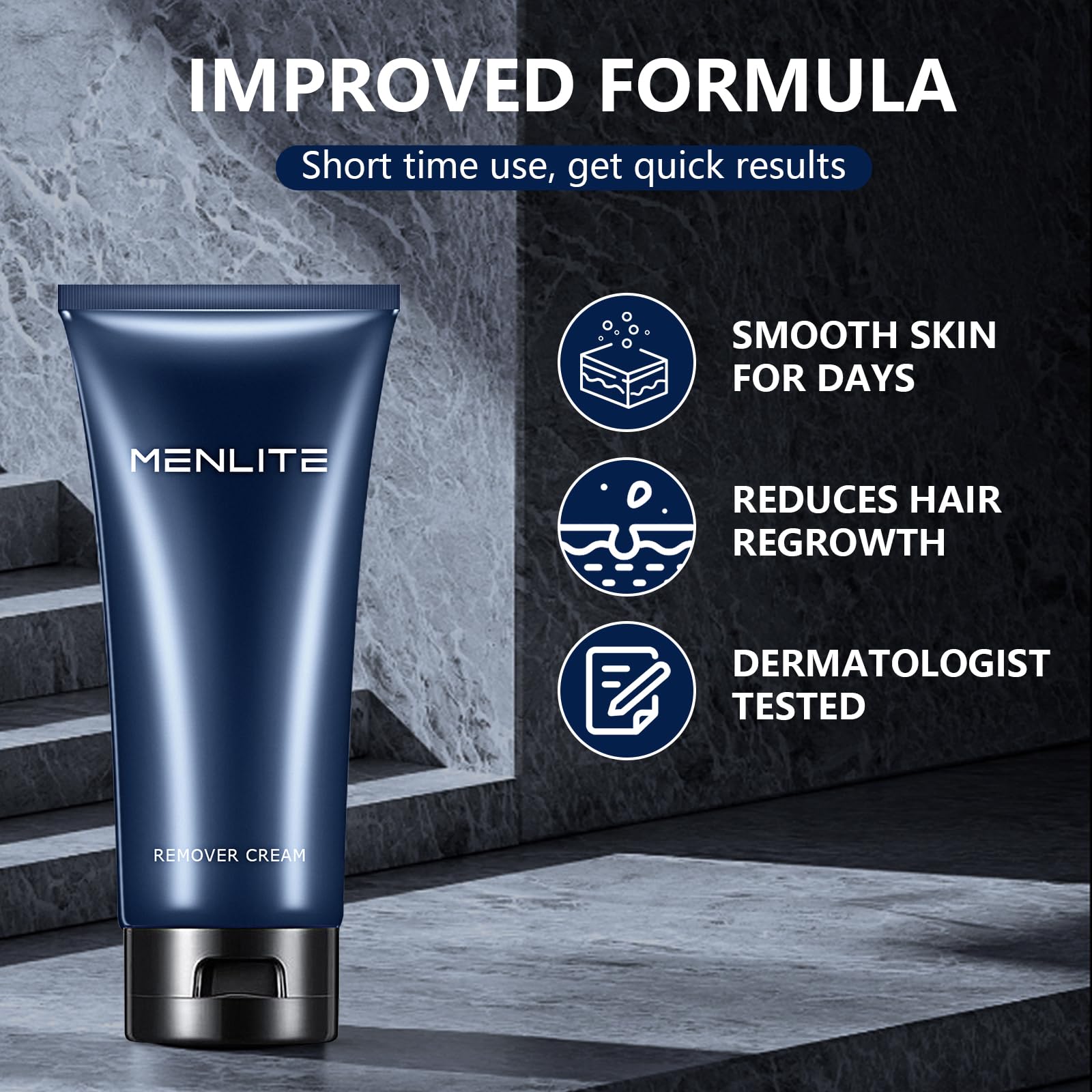 MENLITE hair remover cream spatula demonstrates precise, clean application.