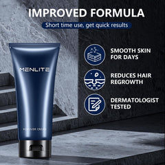 MENLITE hair remover cream spatula demonstrates precise, clean application.