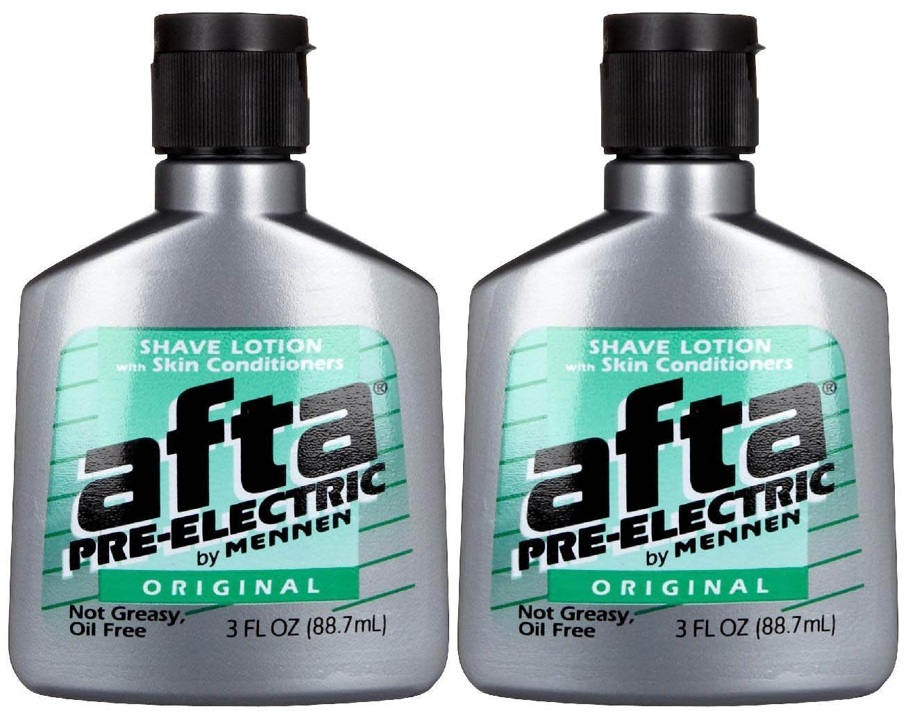Mennen Afta pre-electric shave lotion bottle for smooth electric shaves and quick hair softening.