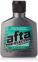 Mennen Afta bottle—smooth pre-shave prep for comfortable, close results.