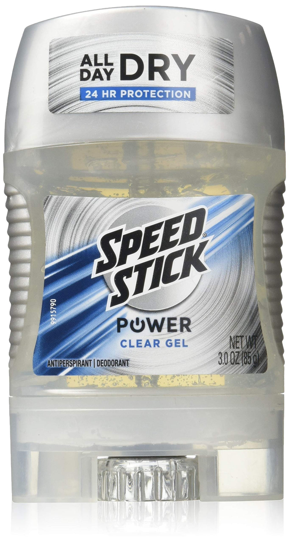 Mennen Speed Stick Power Clear Gel application demonstrates quick-dry protection for daily wear.