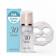 MENOKIN 30 Seconds Quick Bubble Mask packaging displays a sleek bottle for easy daily hydration.