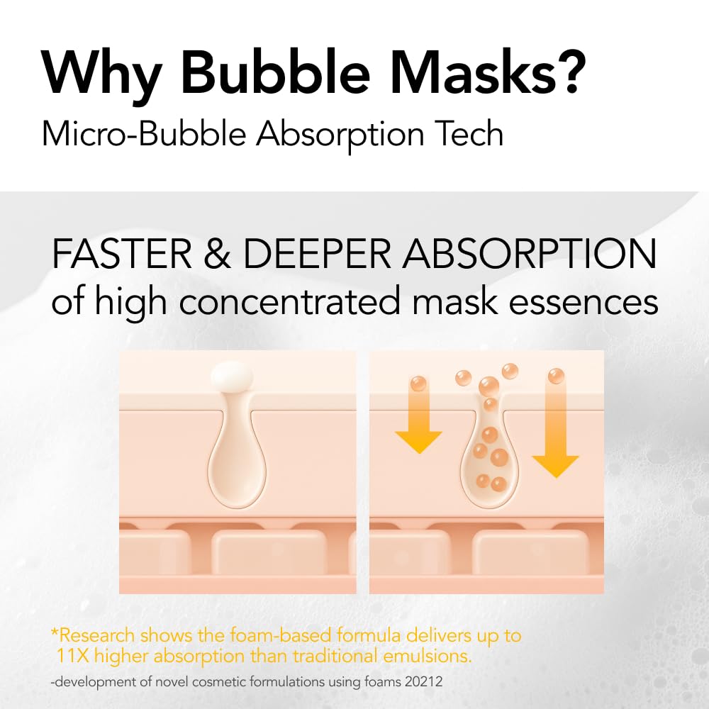 MENOKIN bubble-mask-bright foam closeup highlights micro-bubble texture for instant hydration.