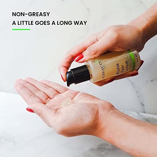 Meraz Pureauty Naturals Biotin Hair Growth Serum proving potential for fuller appearance.