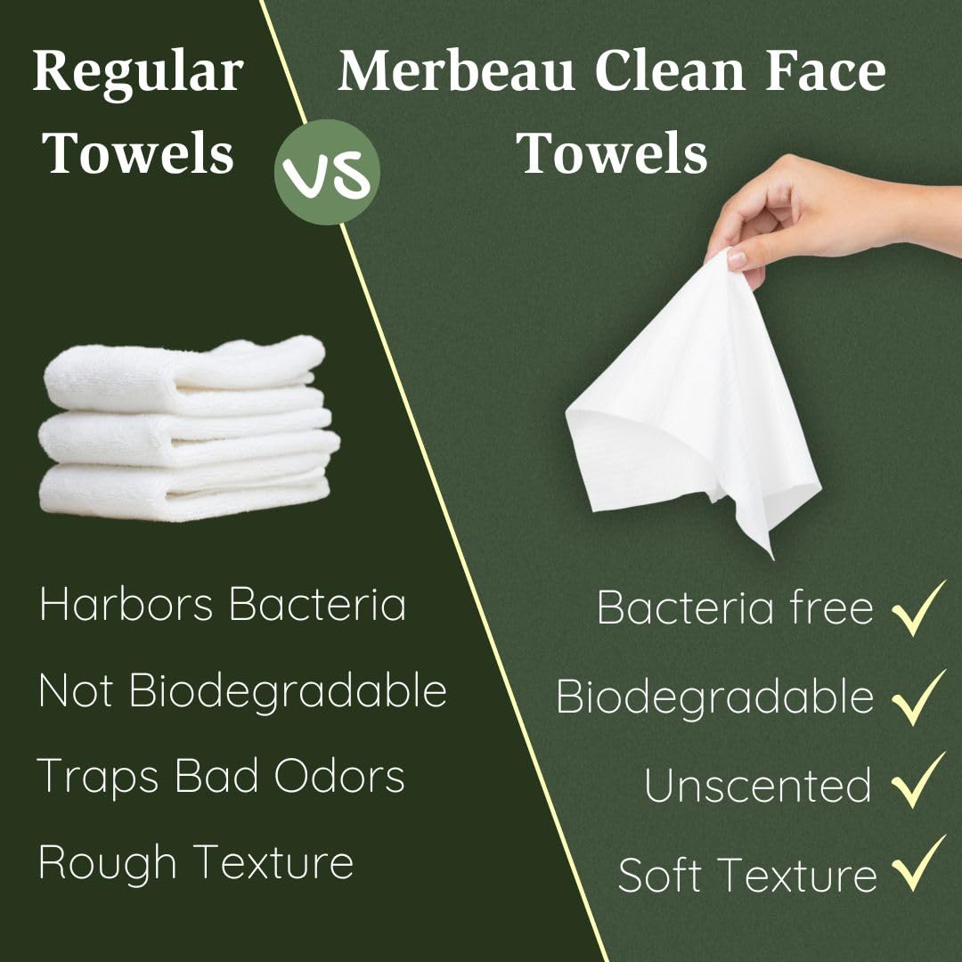 Merbeau Clean Facial Towels 50-count pack for convenient use