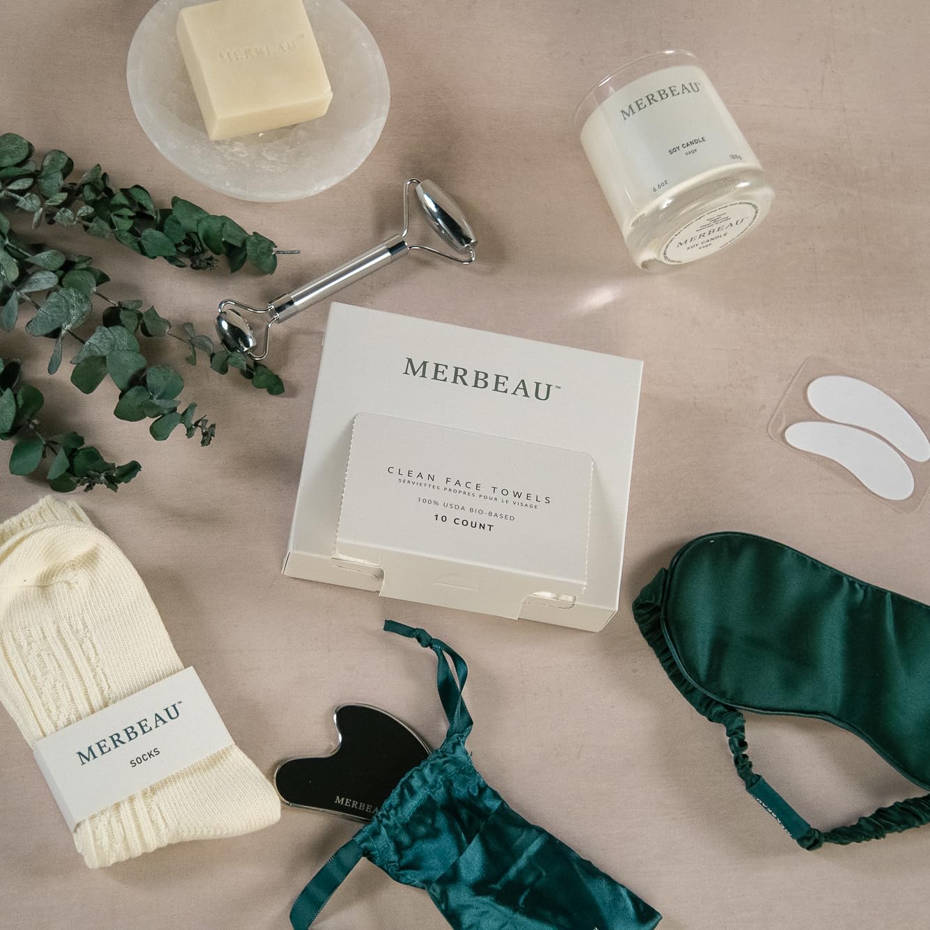 Merbeau silk sleep mask with scrunchie for gentle, undisturbed nights.