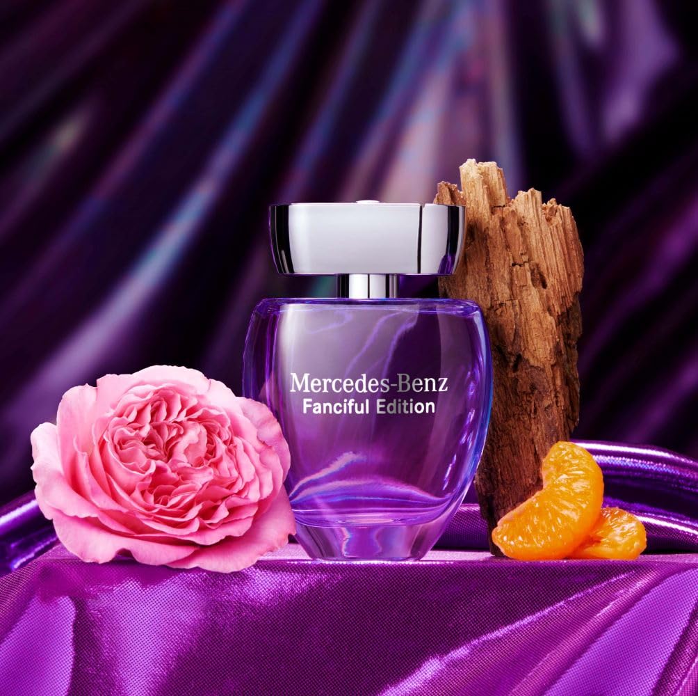 Mercedes-Benz Fanciful EDT amber wood note delivers warm depth for evening occasions.