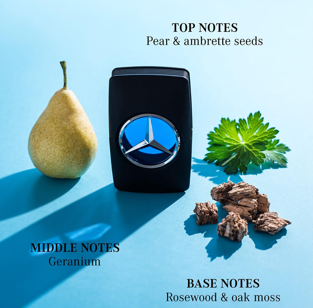 Mercedes-Benz Man geranium note highlighted on label for versatility
