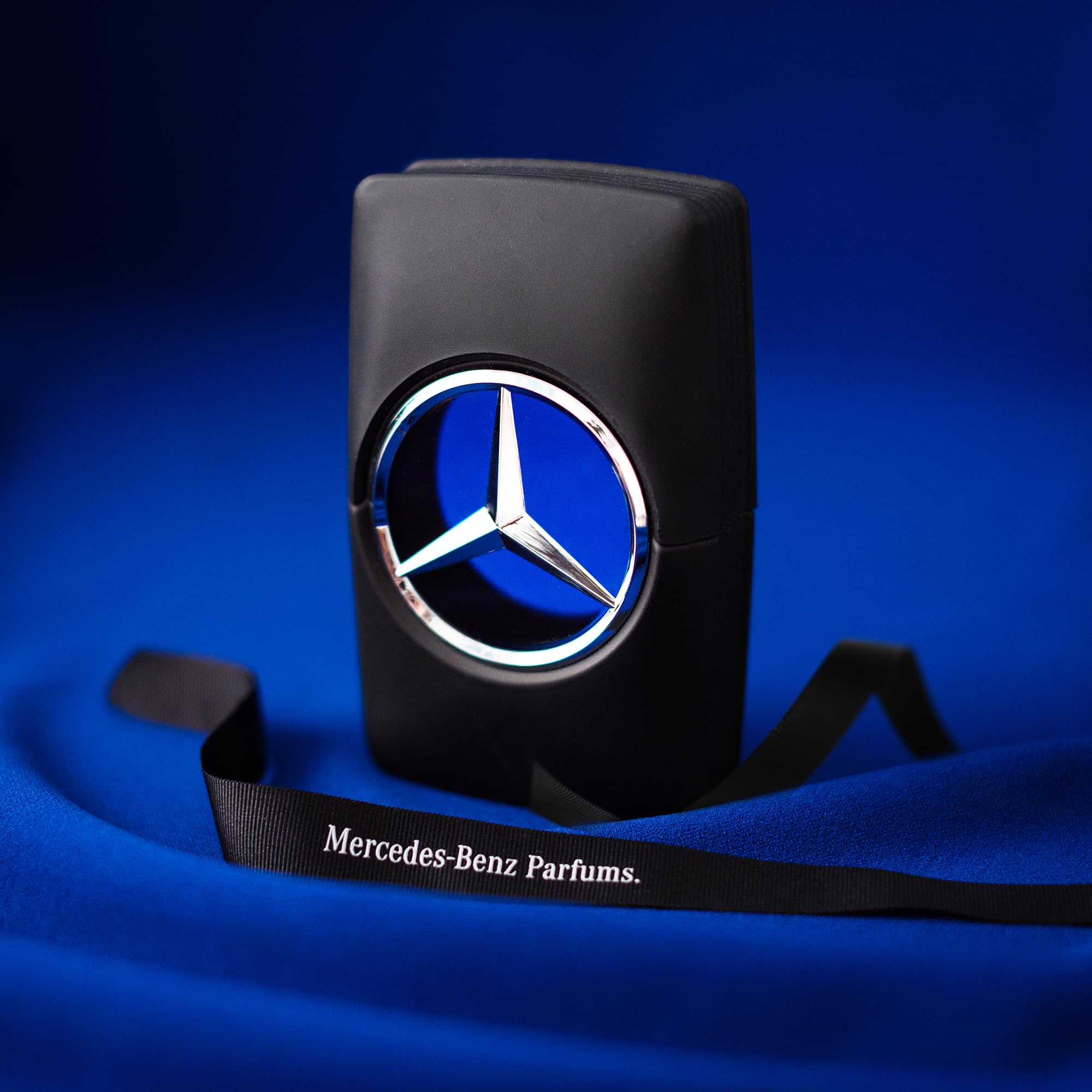 Mercedes-Benz Man sleek black bottle design signals luxury and prestige.