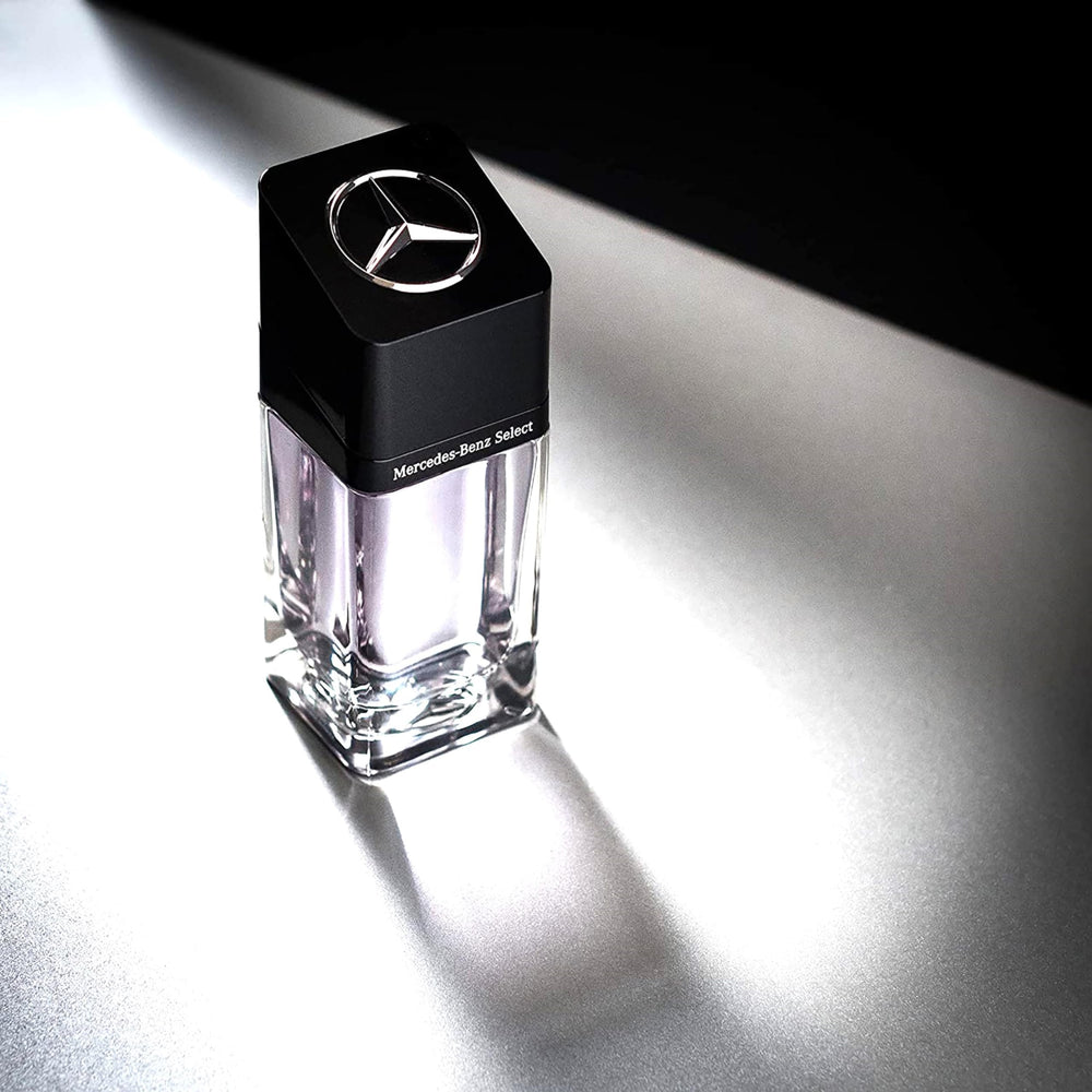 Mercedes-Benz Select packaging box on display signaling luxury unboxing.